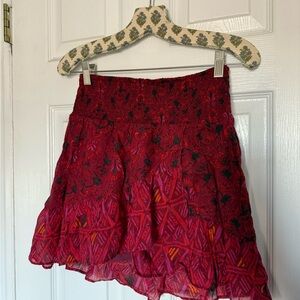 Free People Red and Black Mini Skirt